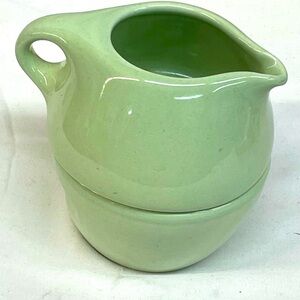 Vintage Mint Green Ceramic Creamer and Sugar Bowl Set
